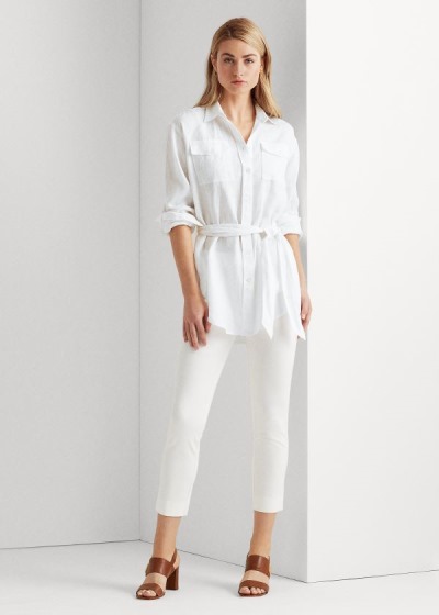 Camisa Ralph Lauren Belted Linen Mulher 62581-ZIJL